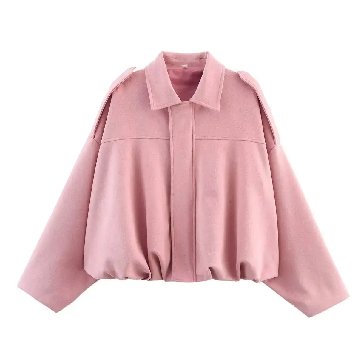 Veste Loose Épaulée à Col Revers-Saylana