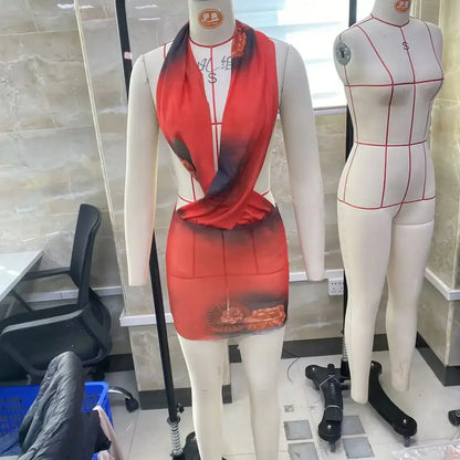 Mini Robe Dos Nu Imprimée