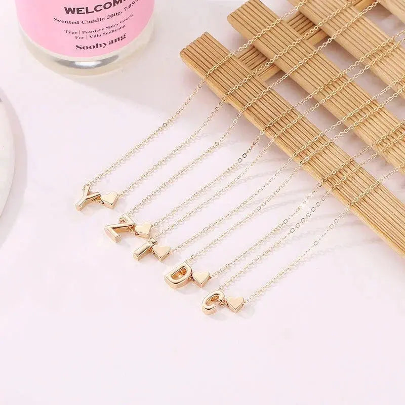 Collier Lettre & Cœur Doré/Argent - Saylana