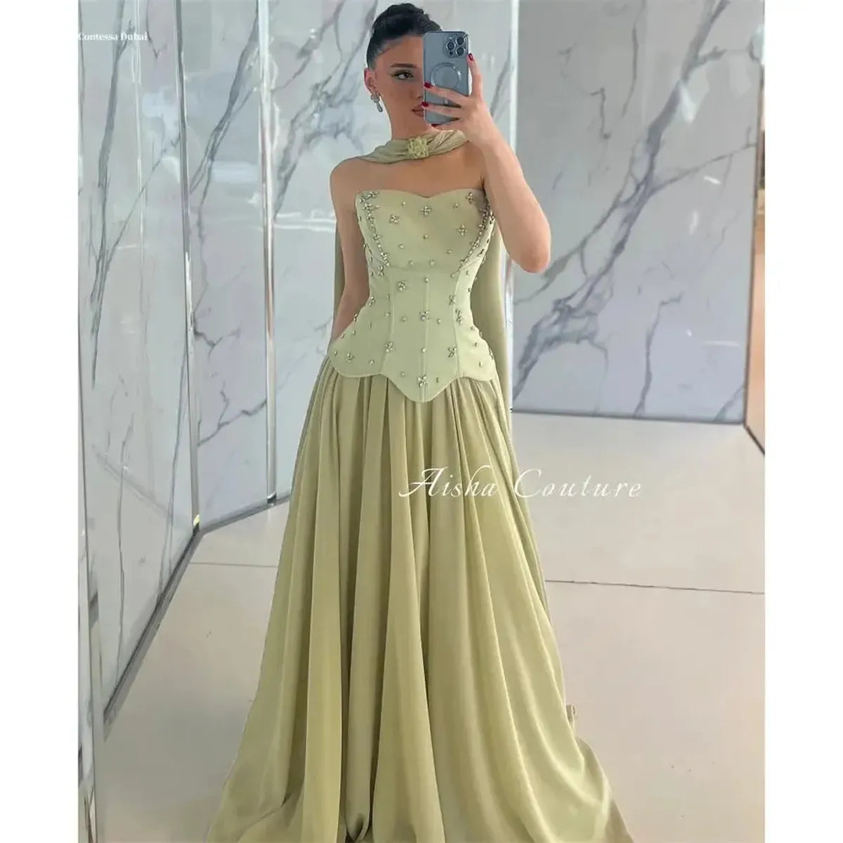 A-Line Glamour Sans Bretelles-Saylana