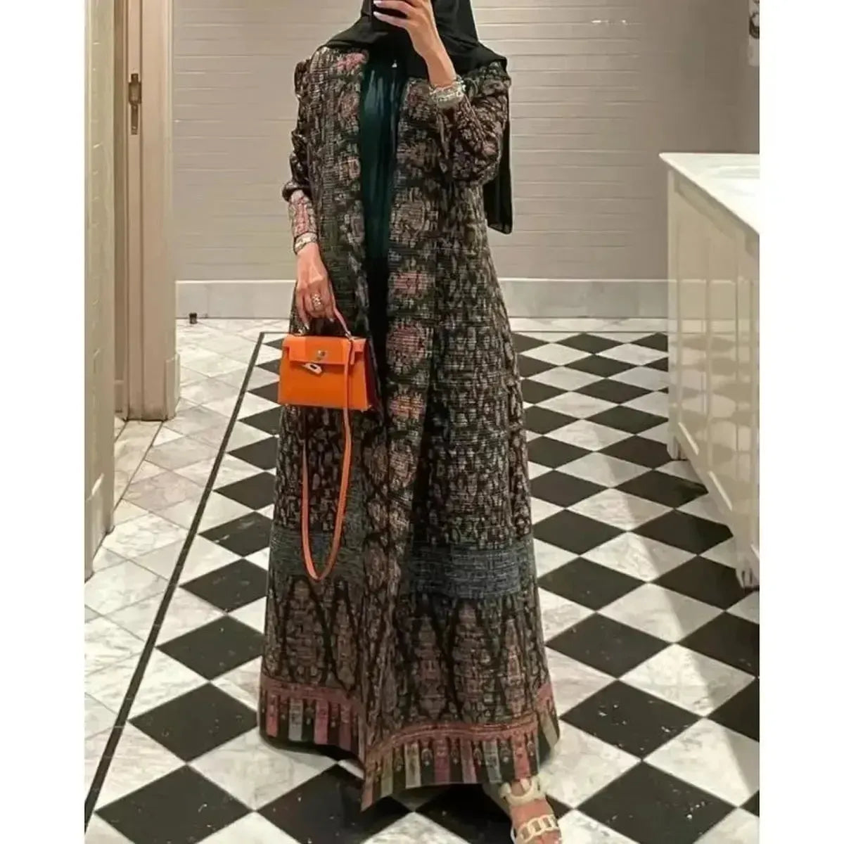 Abaya Vintage Imprimée Grande Taille-Saylana