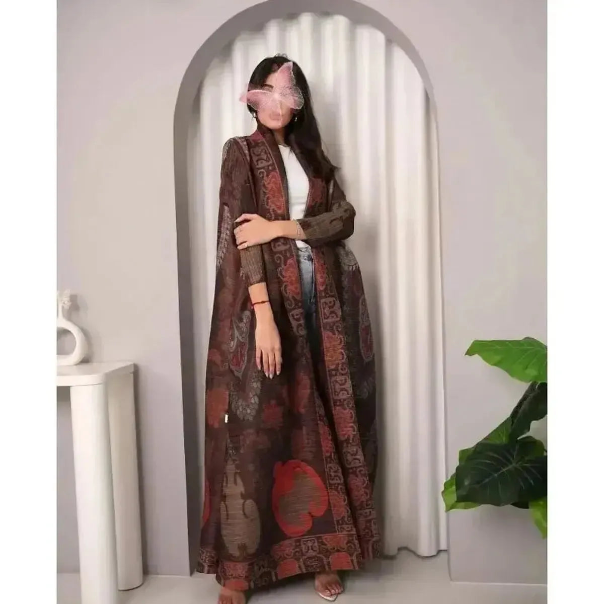 Abaya Vintage Imprimée Grande Taille-Saylana