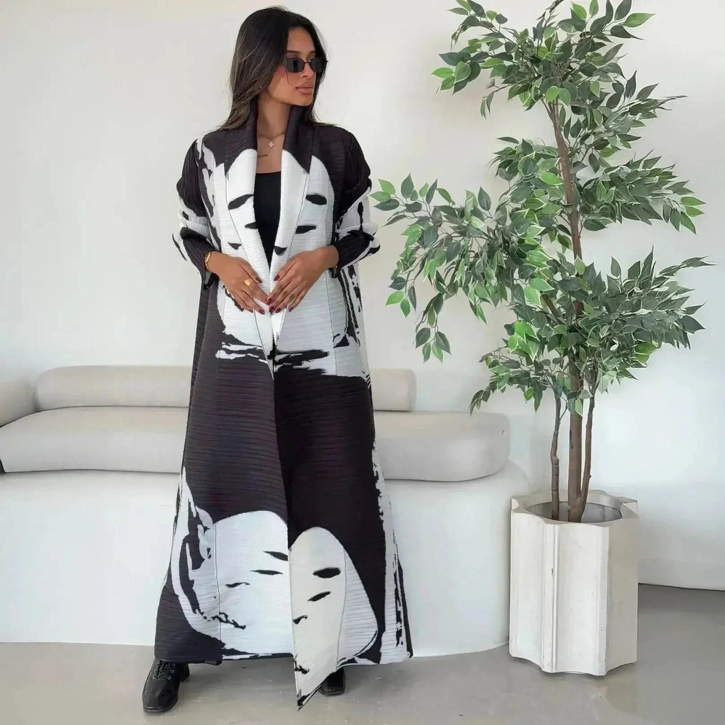 Abaya Vintage Imprimée Grande Taille - Saylana