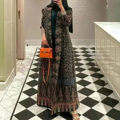 Abaya Vintage Imprimée Grande Taille - Saylana