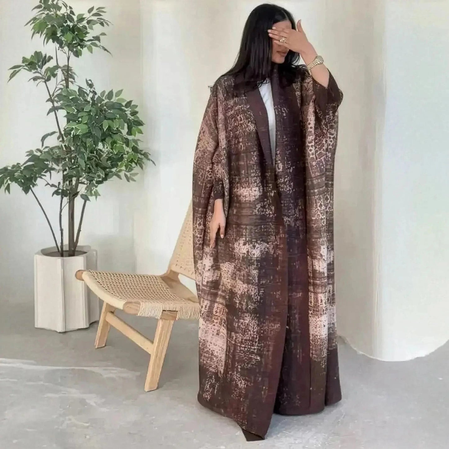 Abaya Vintage Imprimée Grande Taille - Saylana