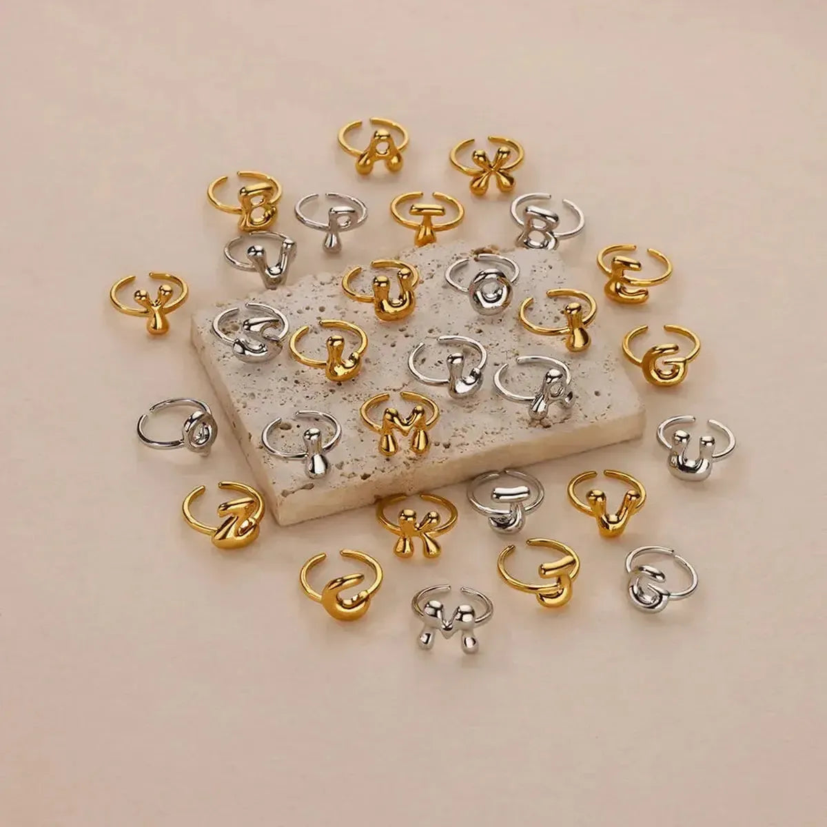 Anneau Ouvert Lettres Bulles Chic-Saylana