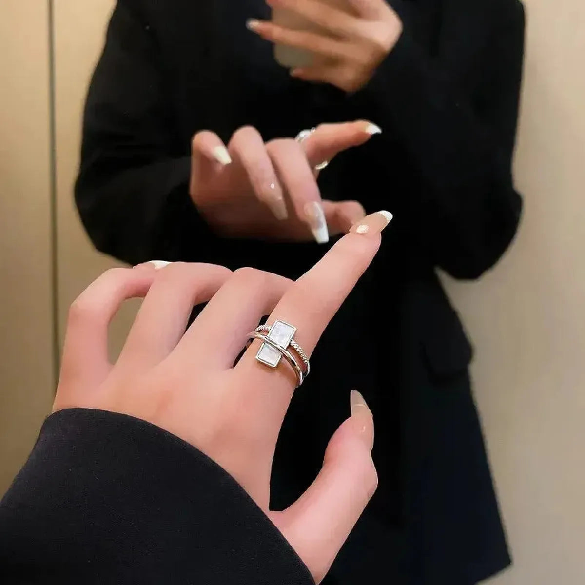 Bague Cœur Noir Bicolore Punk-Saylana