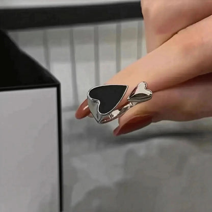 Bague Cœur Noir Bicolore Punk - Saylana
