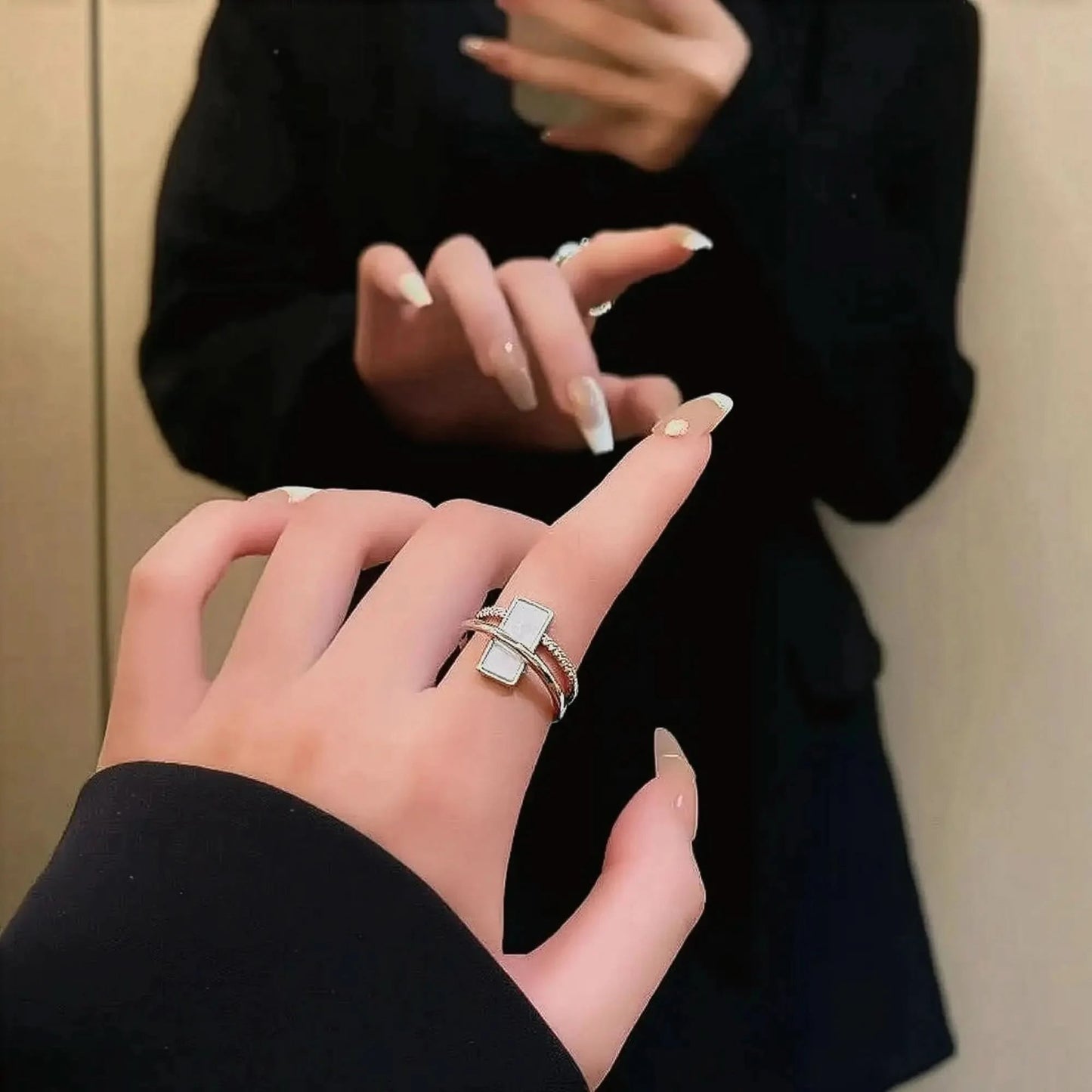 Bague Cœur Noir Bicolore Punk - Saylana