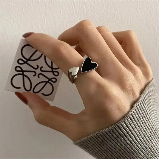 Bague Cœur Noir Bicolore Punk-Saylana