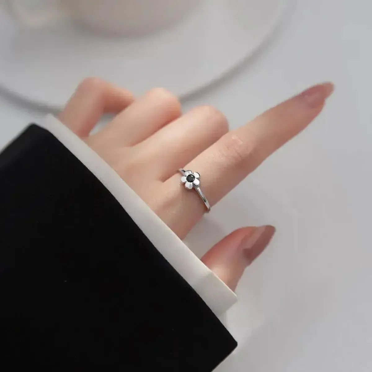 Bague Fleur Zircon Ajustable-Saylana