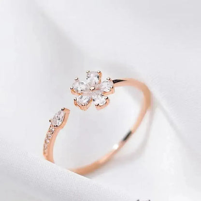 Bague Fleur Zircon Ajustable-Saylana