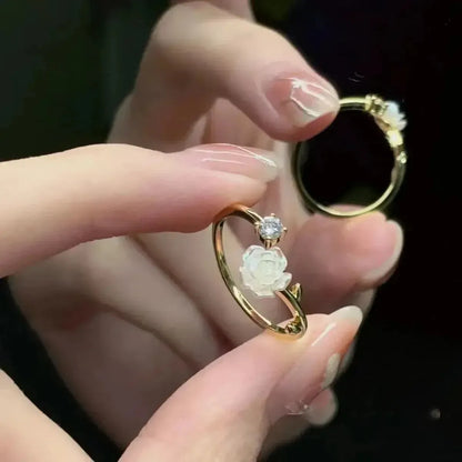 Bague Fleur Zircon Ajustable-Saylana