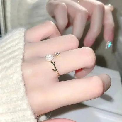 Bague Fleur Zircon Ajustable-Saylana