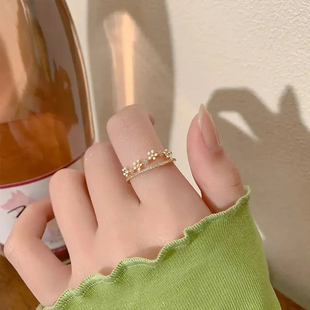 Bague Fleur Zircon Ajustable-Saylana