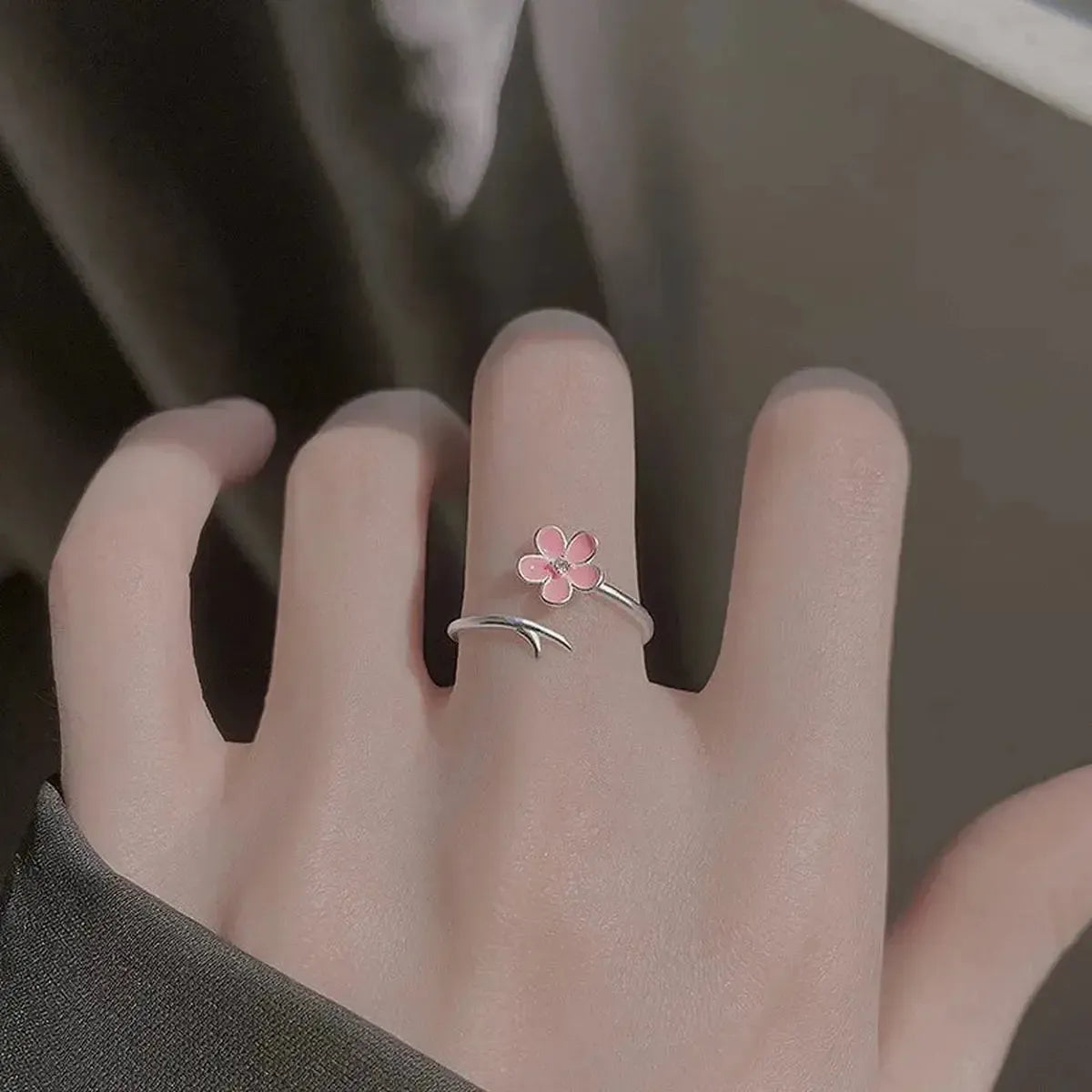 Bague Fleur Zircon Ajustable-Saylana