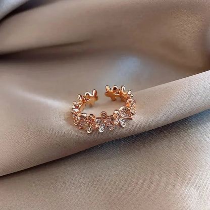 Bague Fleur Zircon Ajustable-Saylana