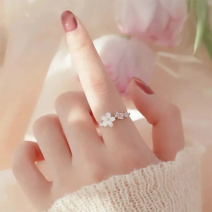 Bague Fleur Zircon Ajustable-Saylana