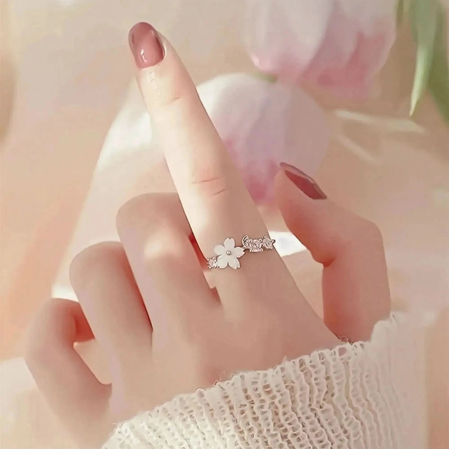 Bague Fleur Zircon Ajustable - Saylana