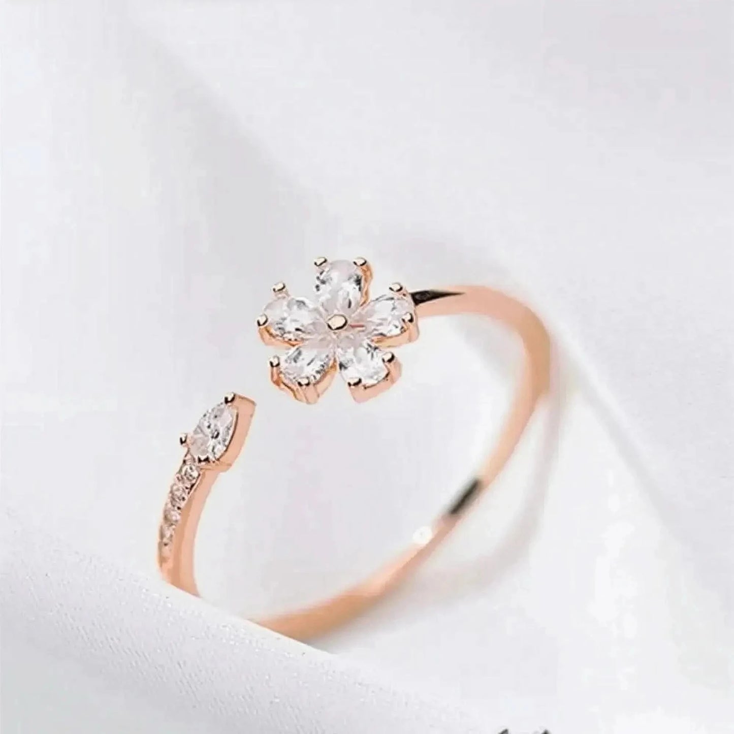 Bague Fleur Zircon Ajustable - Saylana
