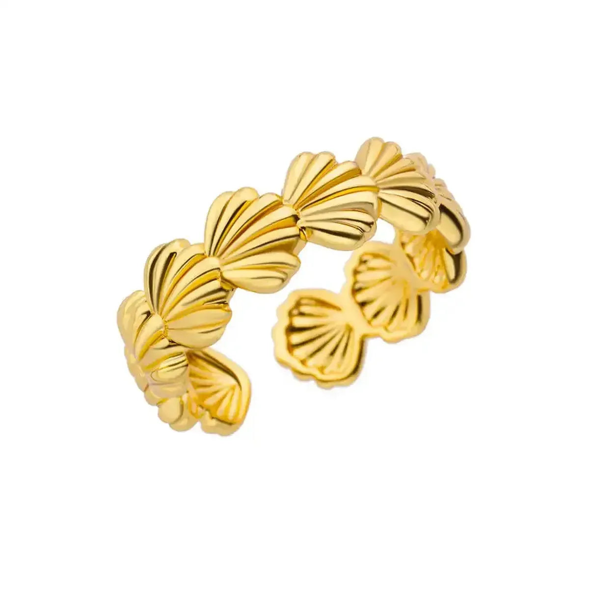 Bague Géométrique Acier Doré-Saylana