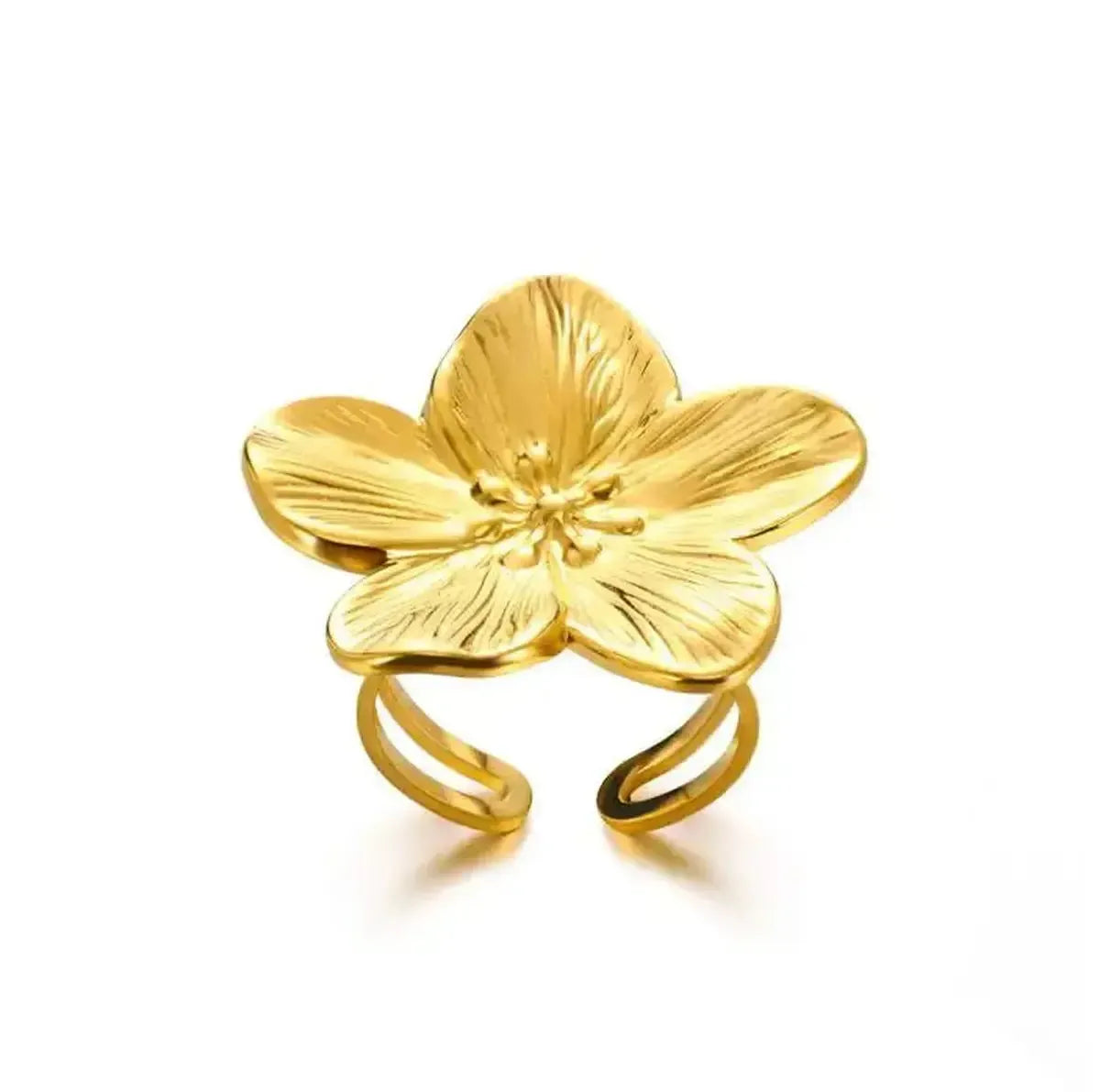Bague Géométrique Acier Doré-Saylana