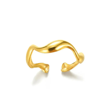 Bague Géométrique Acier Doré-Saylana