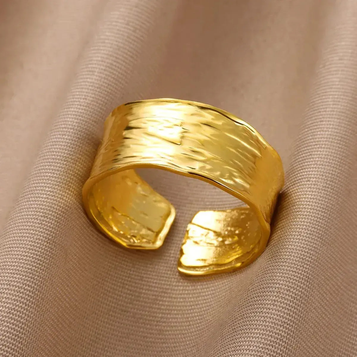 Bague Géométrique Acier Doré-Saylana