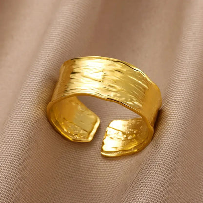 Bague Géométrique Acier Doré-Saylana