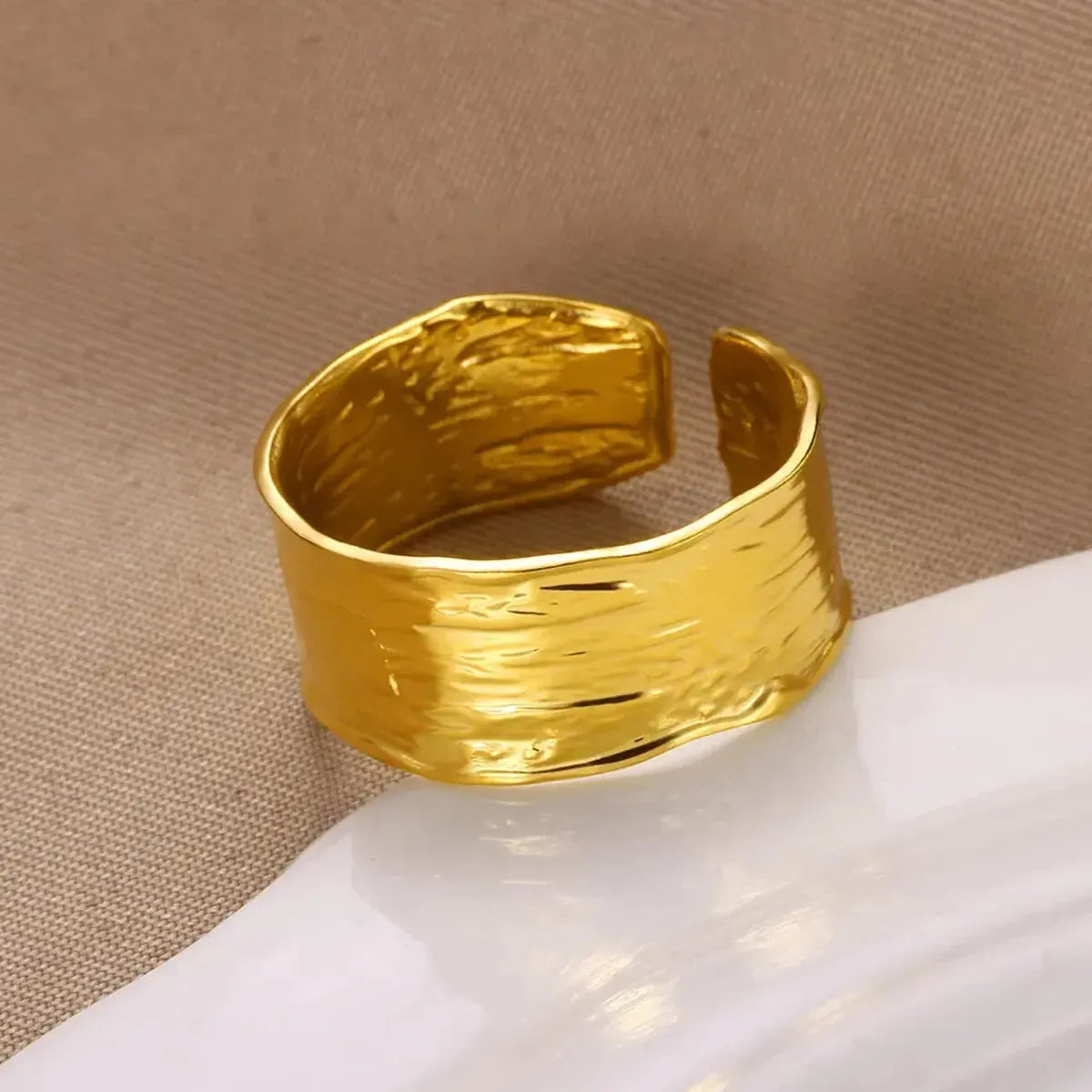 Bague Géométrique Acier Doré-Saylana