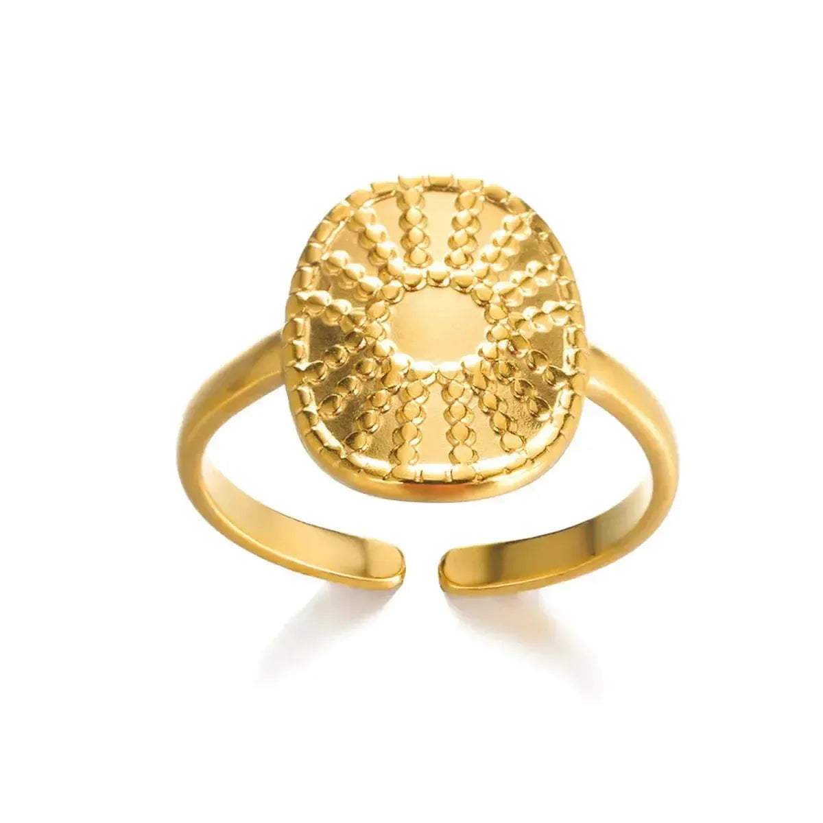 Bague Géométrique Acier Doré-Saylana