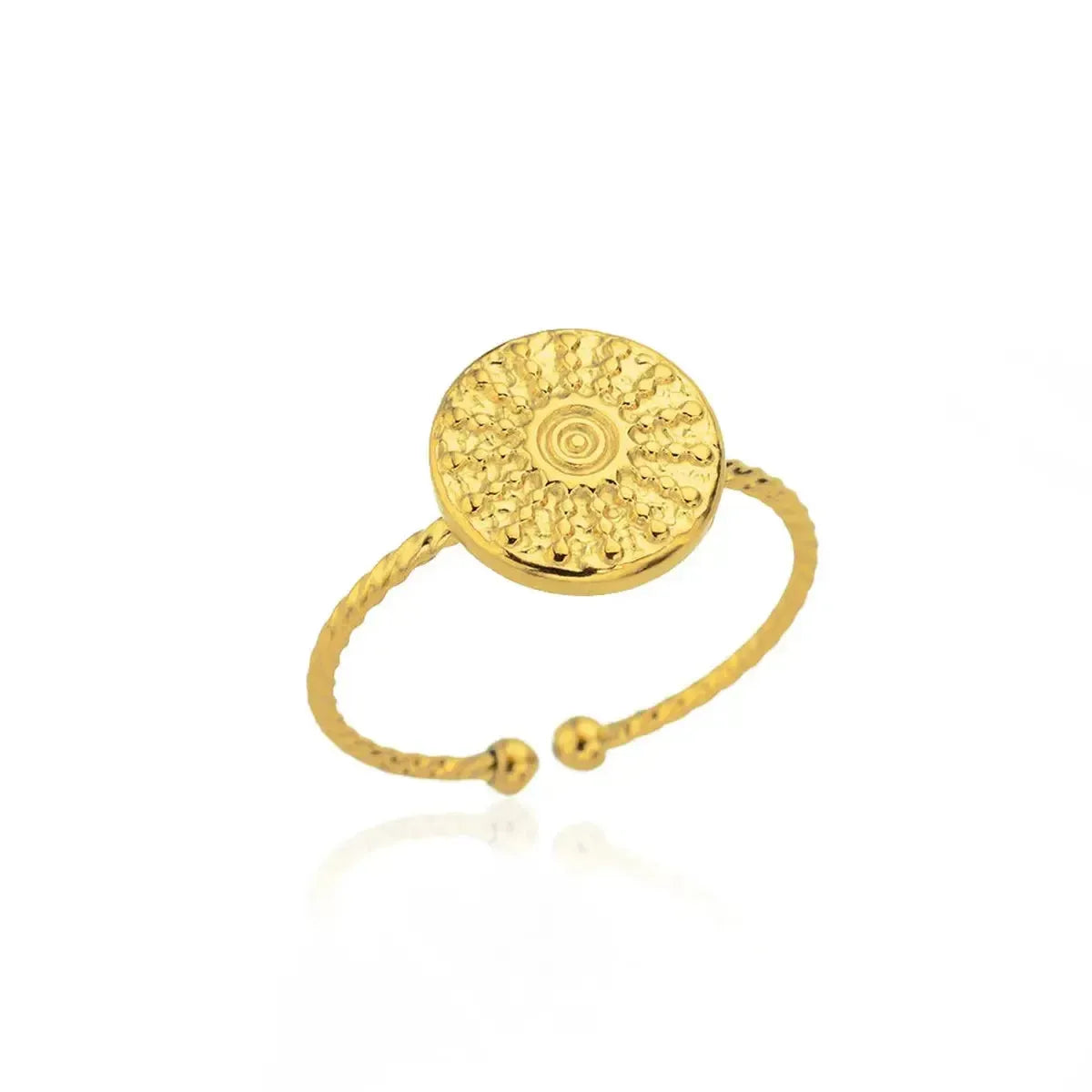 Bague Géométrique Acier Doré-Saylana