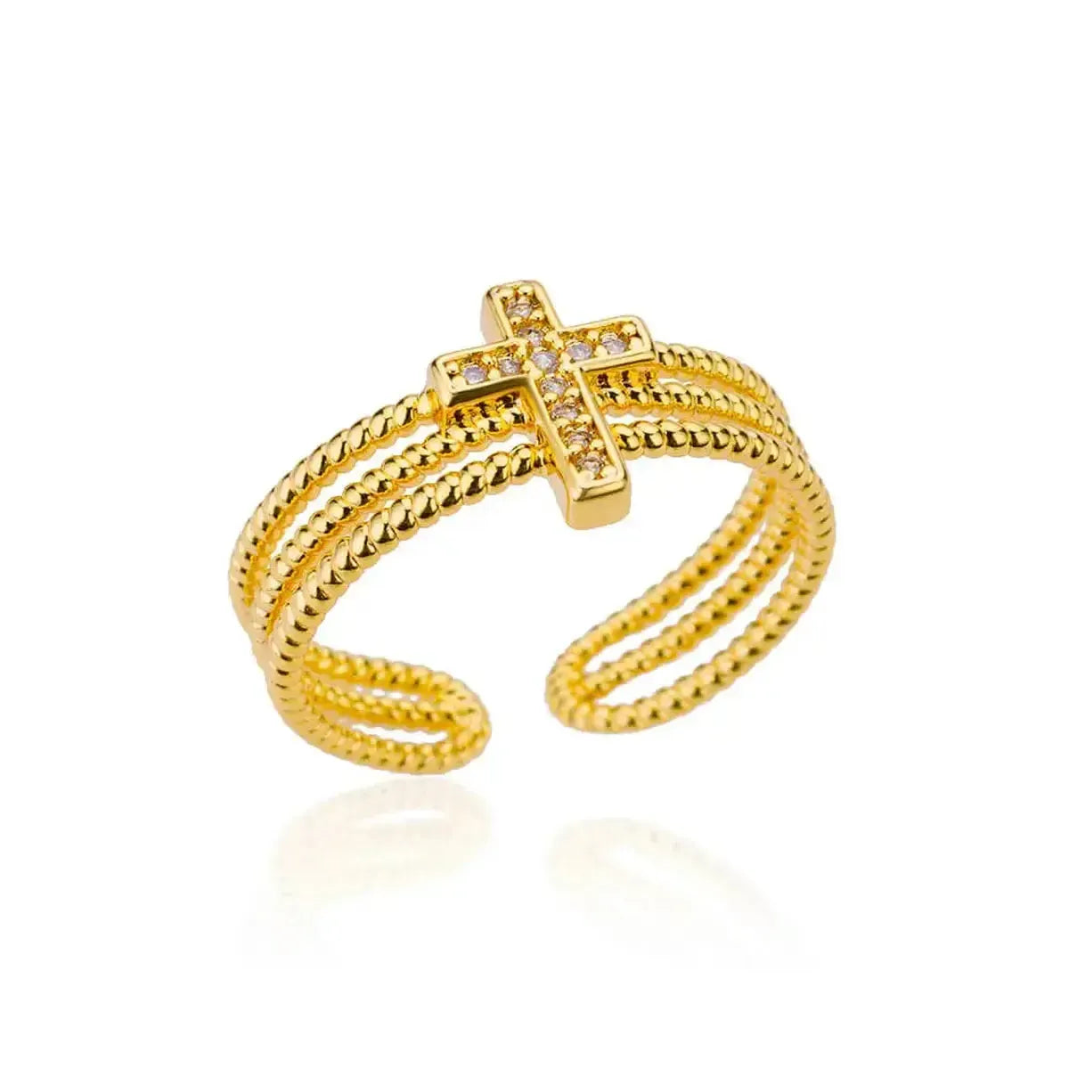 Bague Géométrique Acier Doré-Saylana