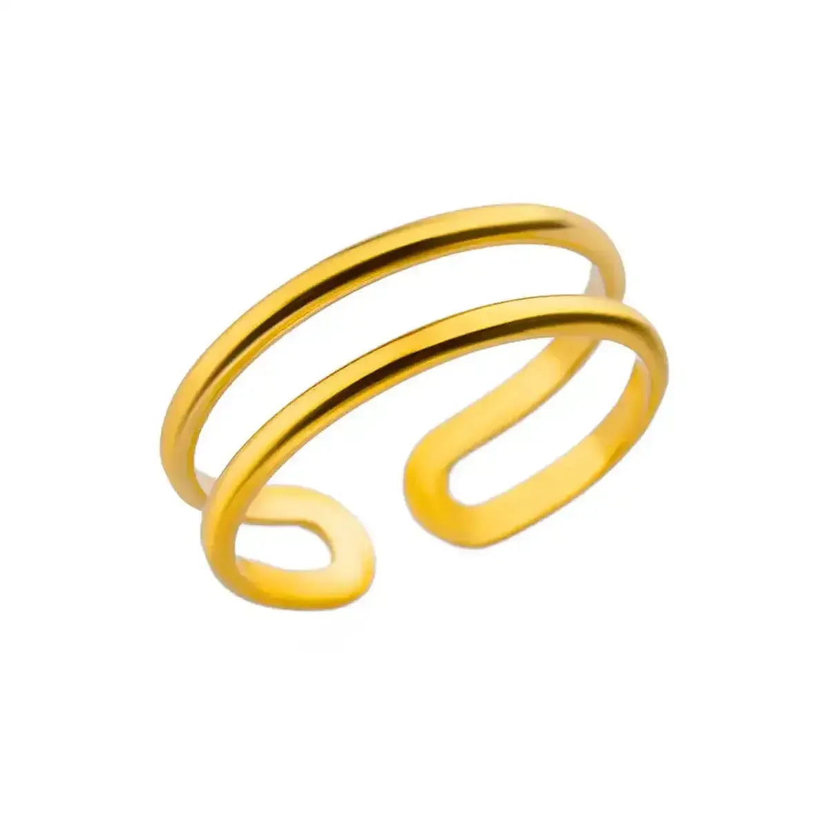 Bague Géométrique Acier Doré-Saylana
