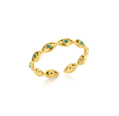 Bague Géométrique Acier Doré-Saylana