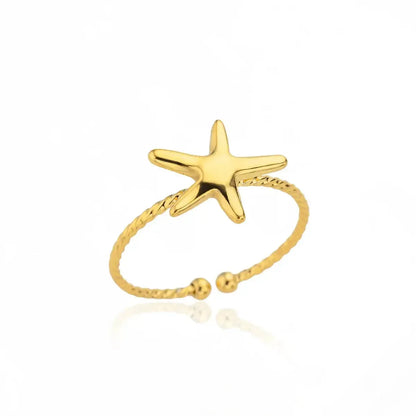 Bague Géométrique Acier Doré-Saylana