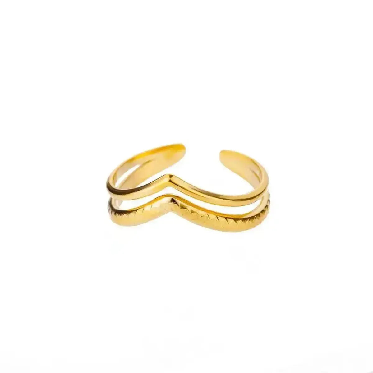 Bague Géométrique Acier Doré-Saylana