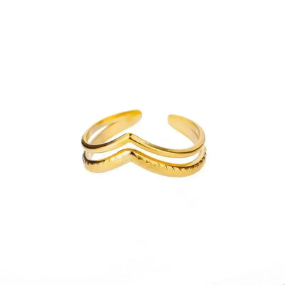Bague Géométrique Acier Doré-Saylana