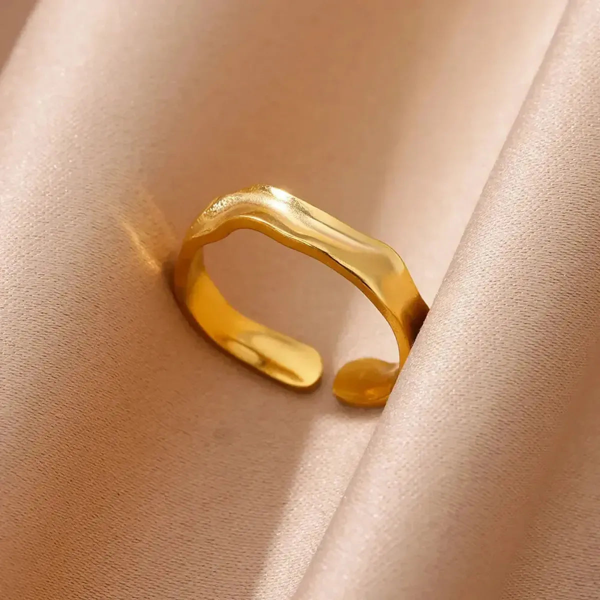 Bague Géométrique Acier Doré-Saylana