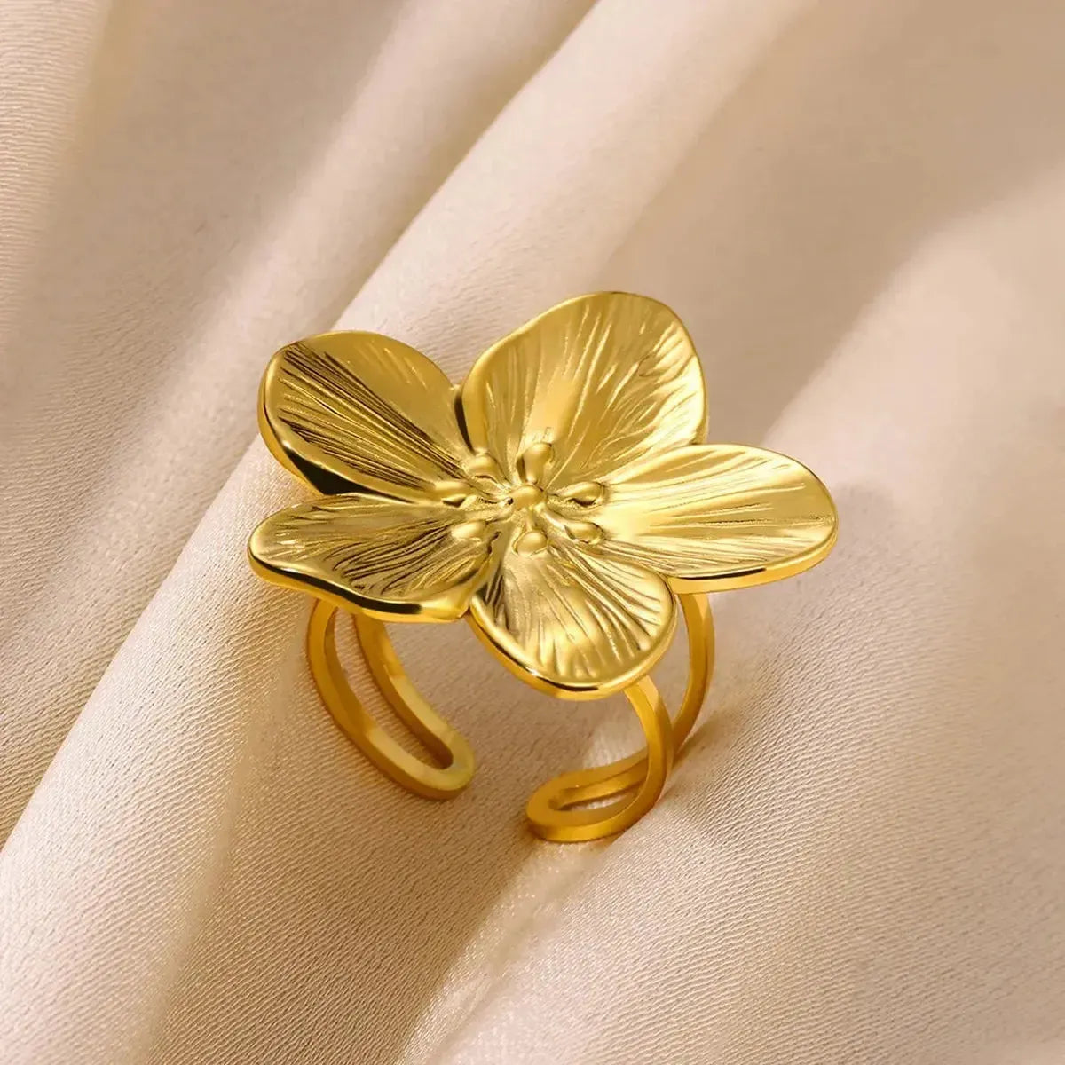 Bague Géométrique Acier Doré-Saylana