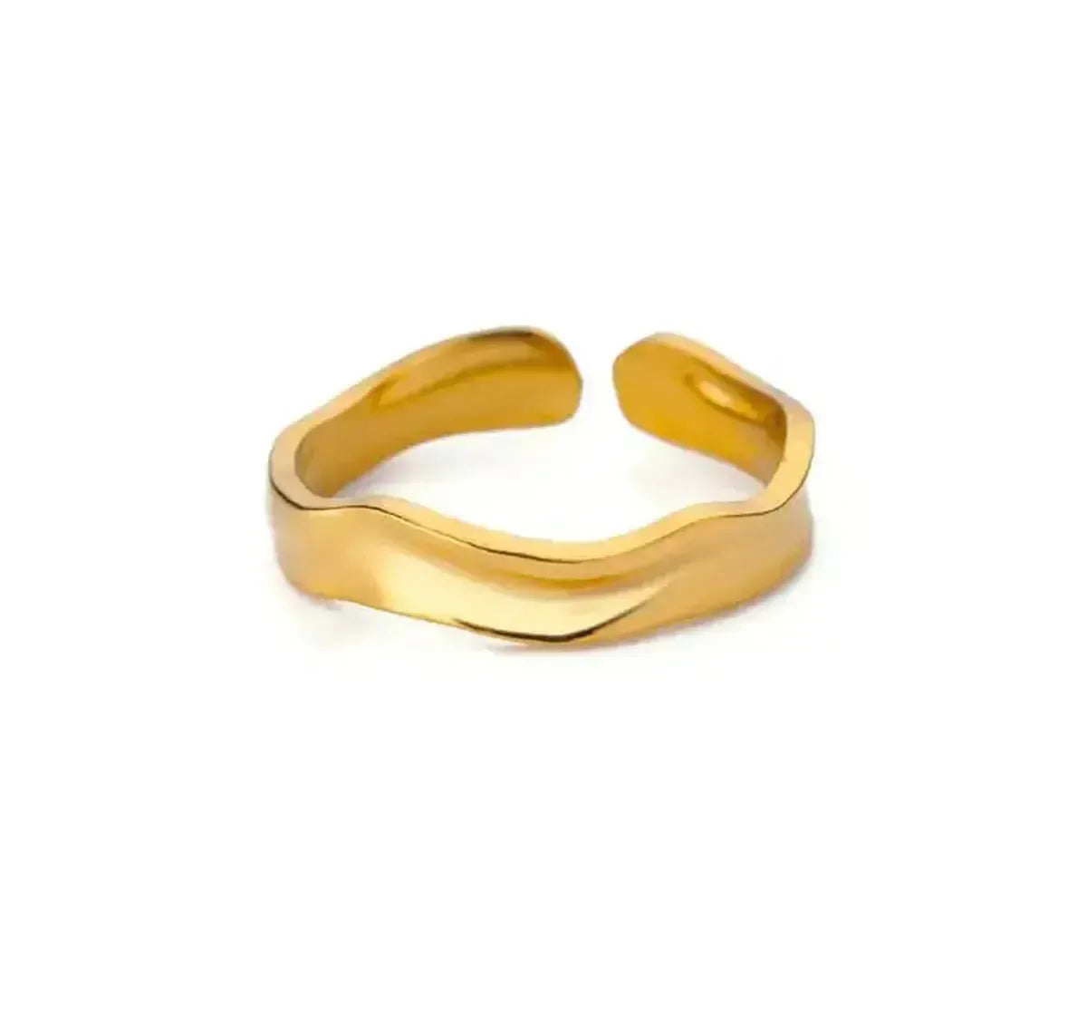 Bague Géométrique Acier Doré-Saylana