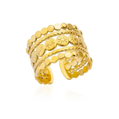 Bague Géométrique Acier Doré-Saylana