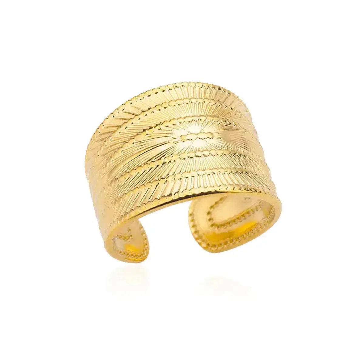 Bague Géométrique Acier Doré-Saylana