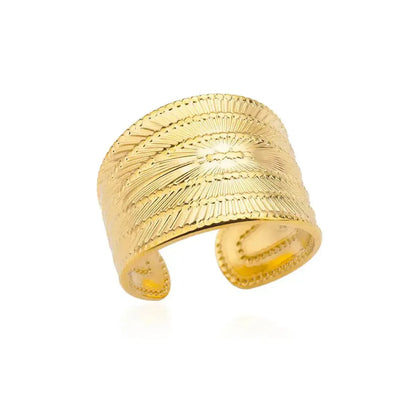 Bague Géométrique Acier Doré-Saylana