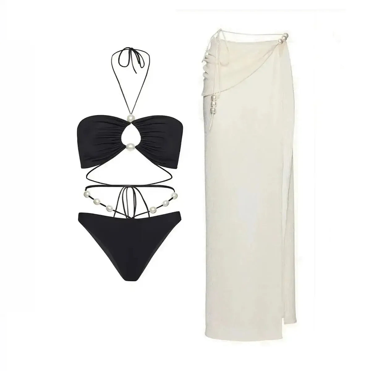 Bikini Perlé 3 Pièces Blanc & Élégant-Saylana