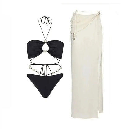 Bikini Perlé 3 Pièces Blanc & Élégant-Saylana