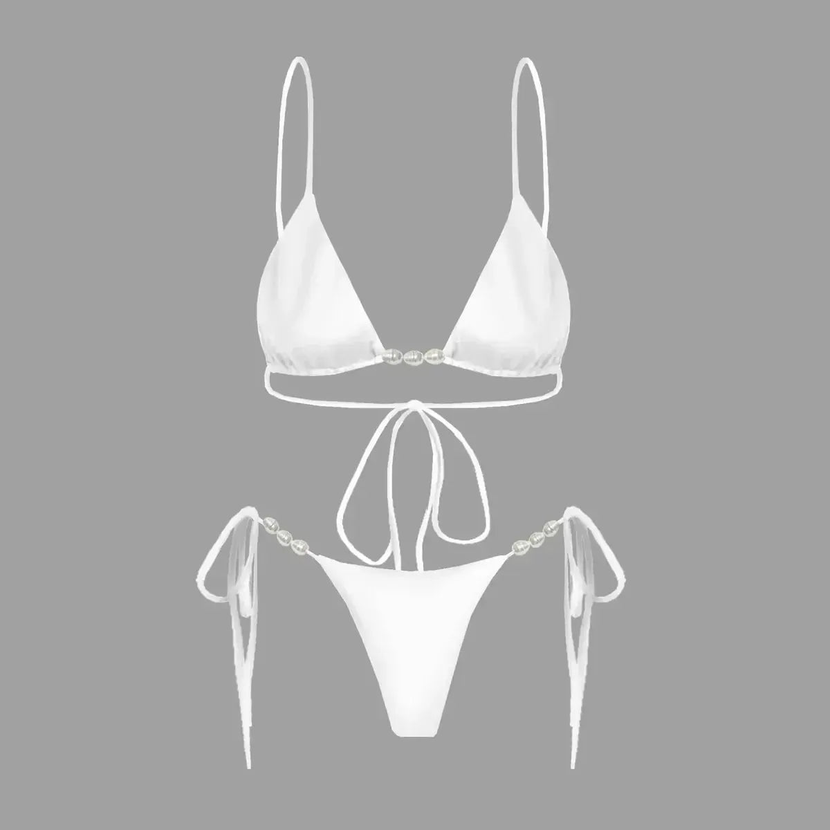 Bikini Perlé 3 Pièces Blanc & Élégant-Saylana