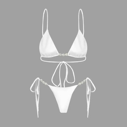 Bikini Perlé 3 Pièces Blanc & Élégant-Saylana