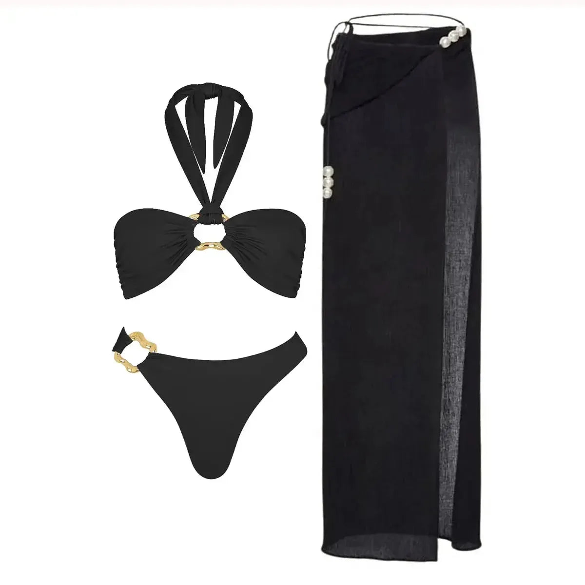 Bikini Perlé 3 Pièces Blanc & Élégant-Saylana