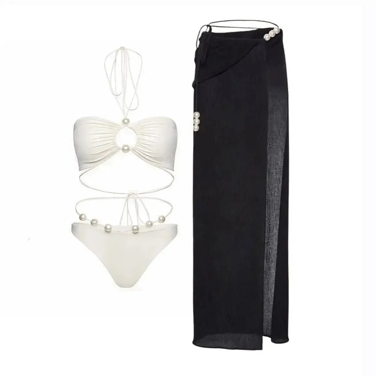 Bikini Perlé 3 Pièces Blanc & Élégant-Saylana